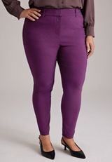 Plus Size High Rise Rhinestone Bengaline Skinny, POTENT PURPLE, small