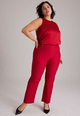 Plus Size High Rise Bengaline Sateen Skinny Pants, C5006, small