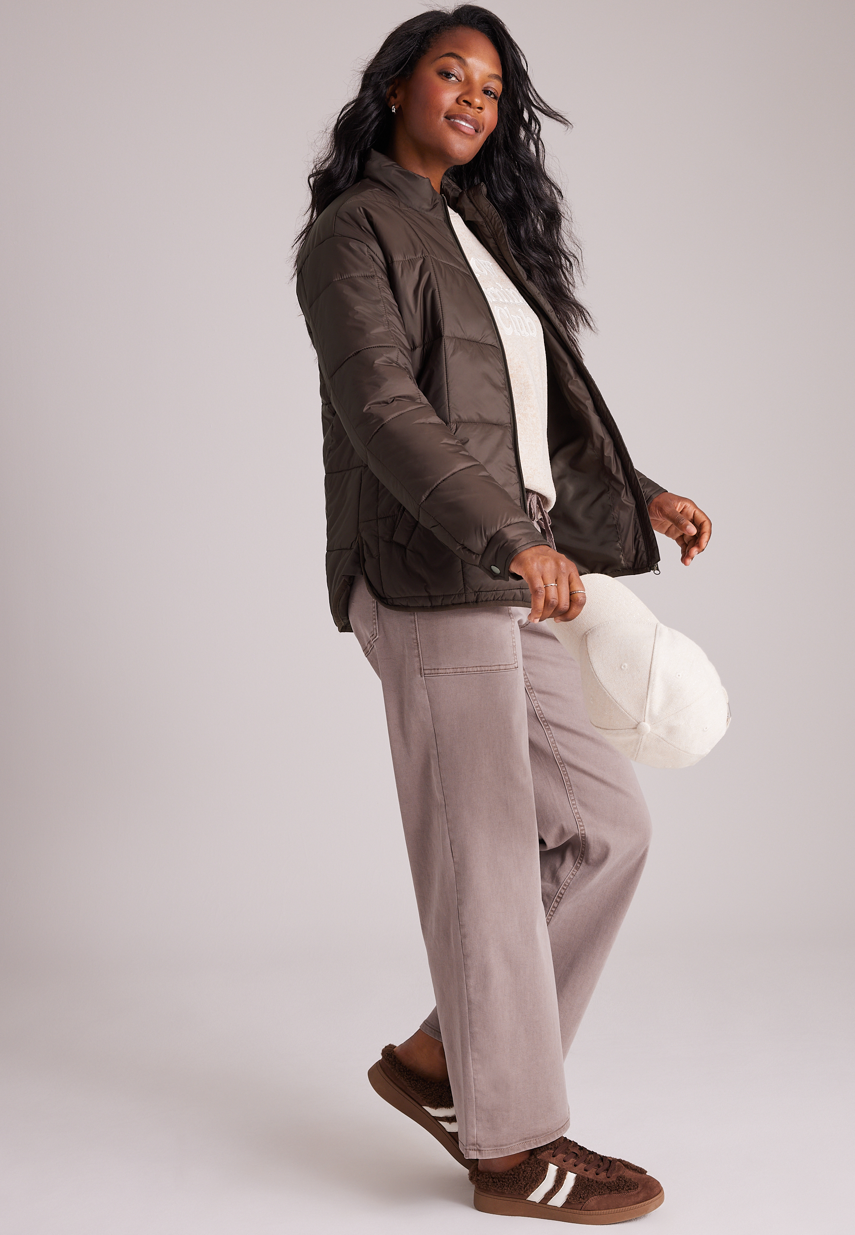 Packable Quilted Puffer Jacket, COFFEE BEAN, large