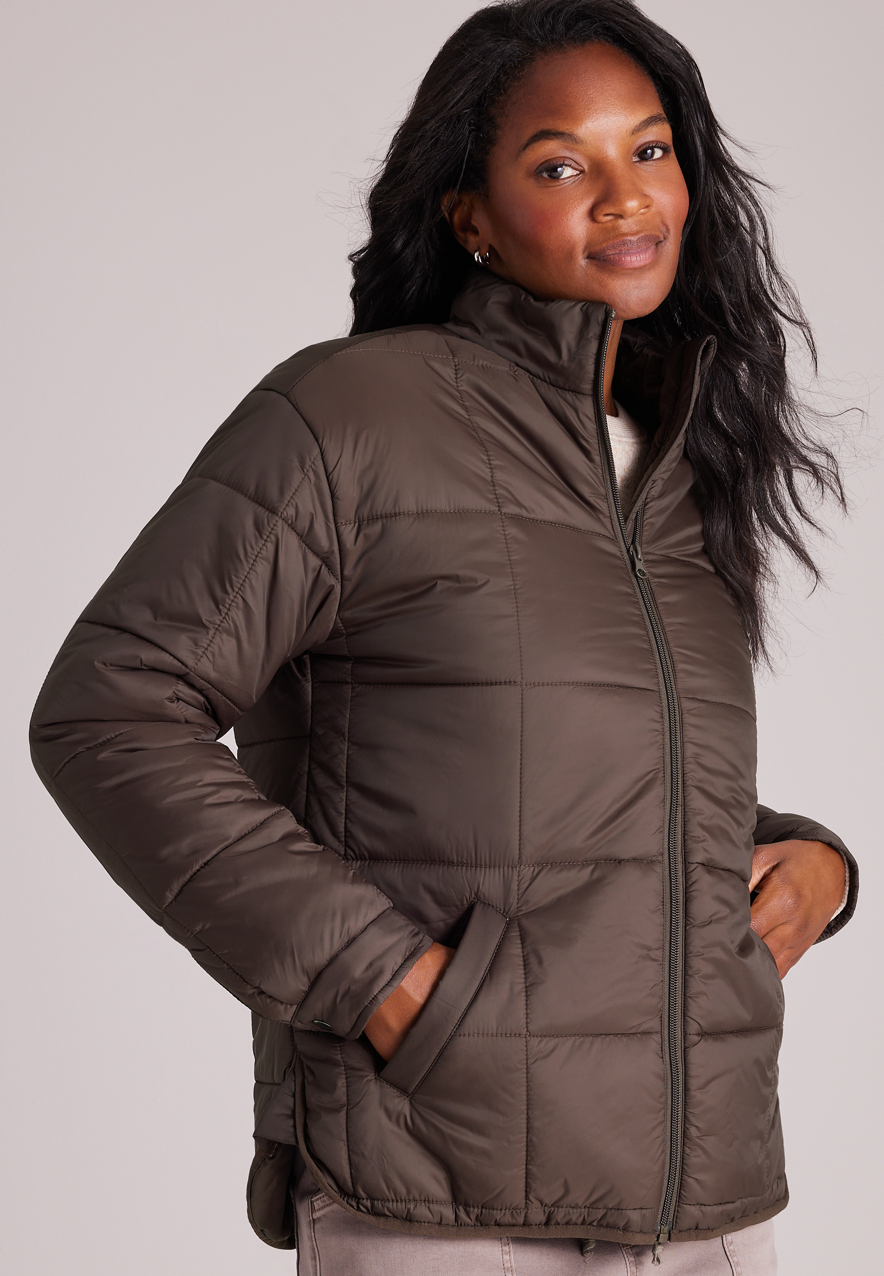 Packable Quilted Puffer Jacket, COFFEE BEAN, large