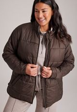 Plus Size Packable Quilted Puffer Jacket, COFFEE BEAN, small