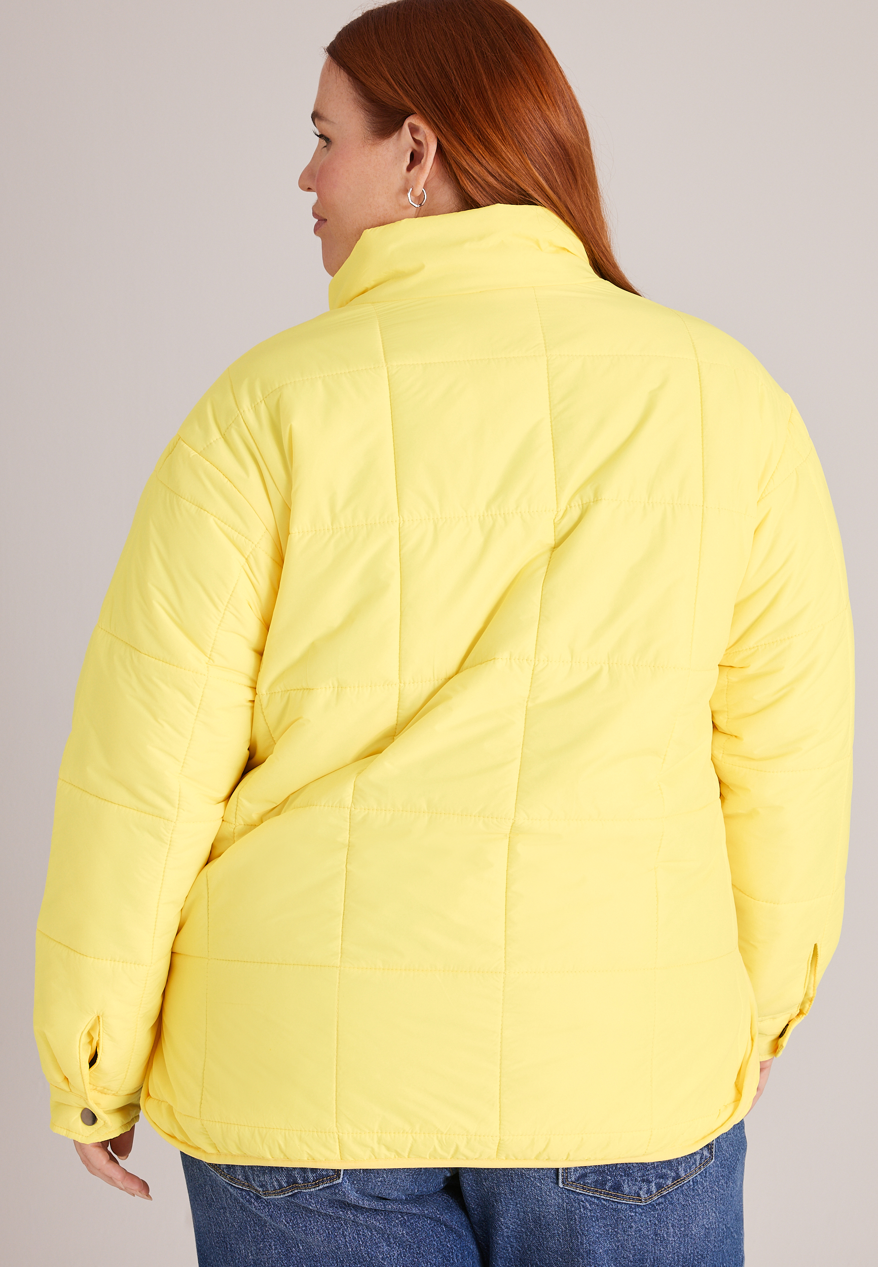 Plus Size Packable Quilted Puffer Jacket, C3504, large