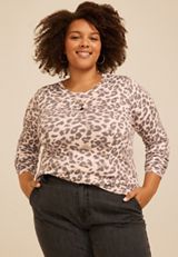 Plus Size 24/7 Ada Animal Print Long Sleeve Tee, C5296, small