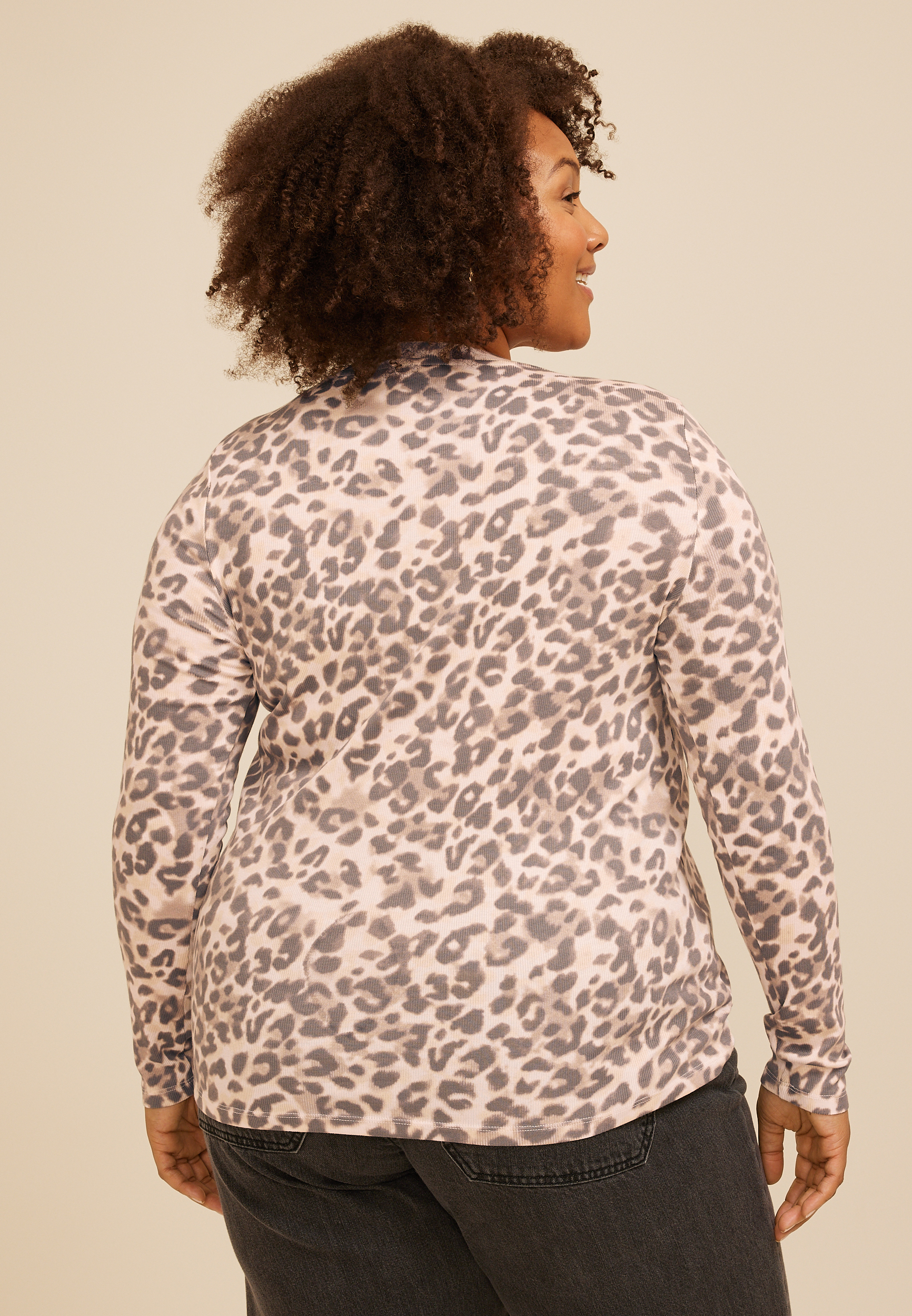 Plus Size 24/7 Ada Animal Print Long Sleeve Tee, C5296, large