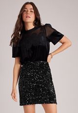 High Rise Velvet Sequin Mini Skirt, C106, small