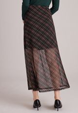 High Rise Plaid Mesh Maxi Skirt, C1756, small