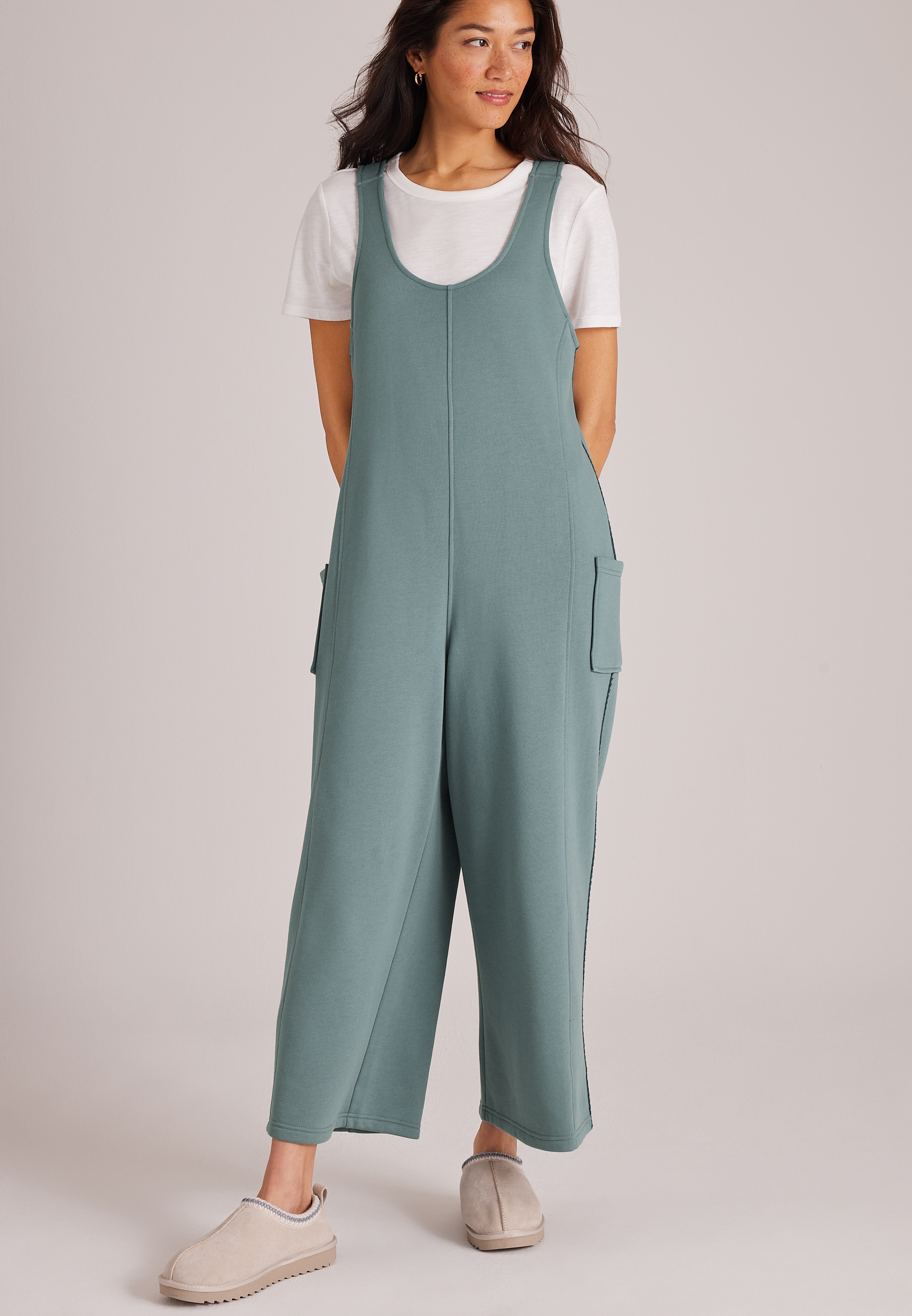 Bare Washed Terry Whipstitch Jumpsuit, C7076, large
