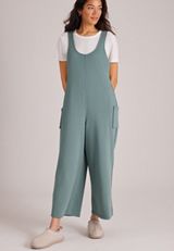 Bare Washed Terry Whipstitch Jumpsuit, C7076, small