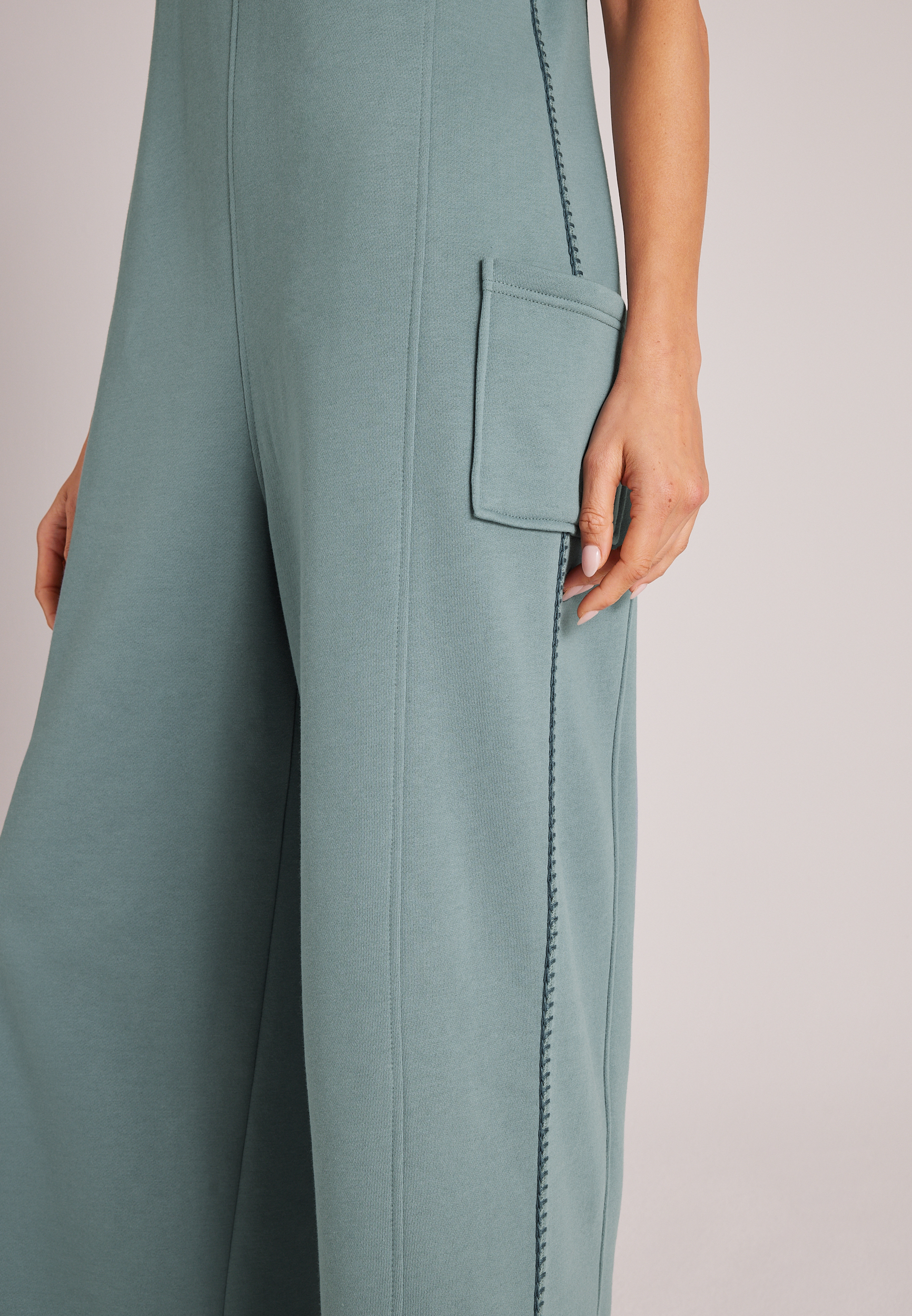 Bare Washed Terry Whipstitch Jumpsuit, C7076, large