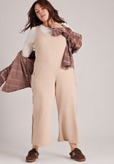 Plus Size Bare Washed Terry Whipstitch Jumpsuit, C4813, small