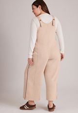 Plus Size Bare Washed Terry Whipstitch Jumpsuit, C4813, small
