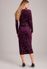 Studio Y Long sleeve Flocked Mesh Ruched Mid, POTENT PURPLE, small
