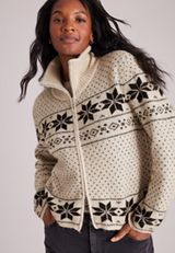 Mixed Snowflake Fair Isle Zip Front Cardigan, C1246, small