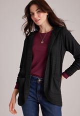 Sherpa Hooded Cable Cardigan, C106, small
