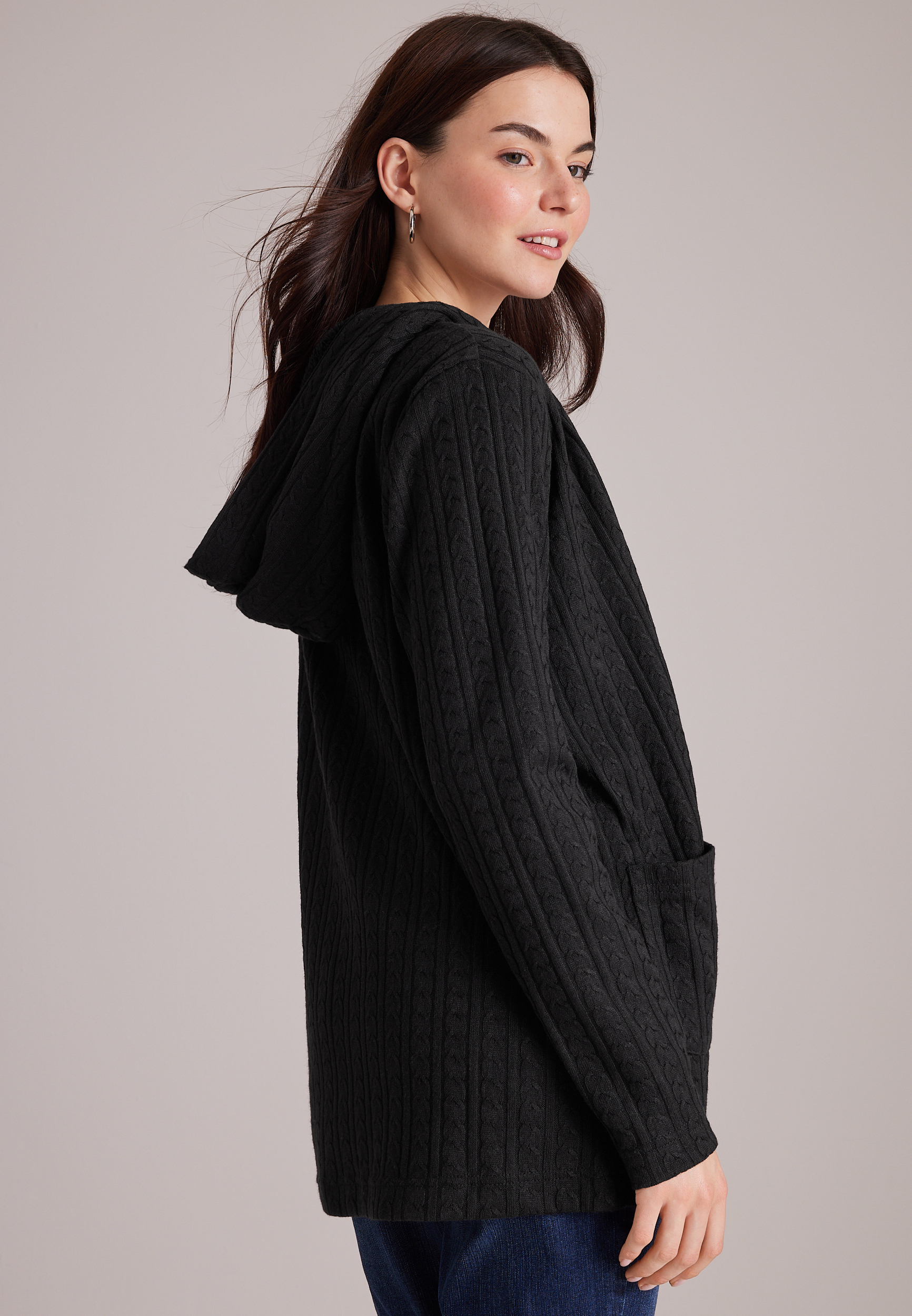 Sherpa Hooded Cable Cardigan, C106, large