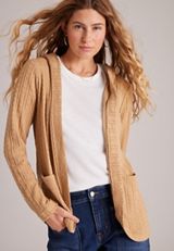 Sherpa Hooded Cable Cardigan, AMPHORA, small