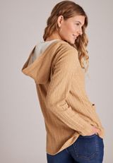 Sherpa Hooded Cable Cardigan, AMPHORA, small