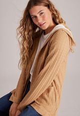 Sherpa Hooded Cable Cardigan, AMPHORA, small