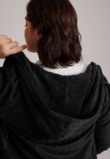 Plus Size Sherpa Hooded Cable Cardigan, C106, small