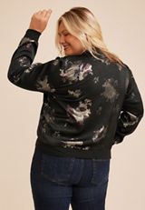 Plus Size Studio Y Foil Floral Bomber Jacket, C1756, small
