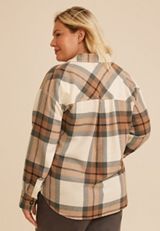 Plus Size Plaid Button Down Shirt, C8493, small