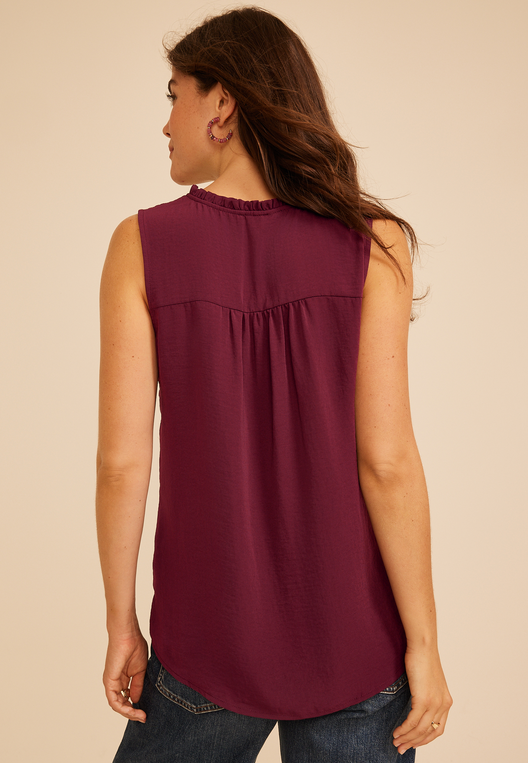 Smocked Shoulder Tank Top, C2424, large