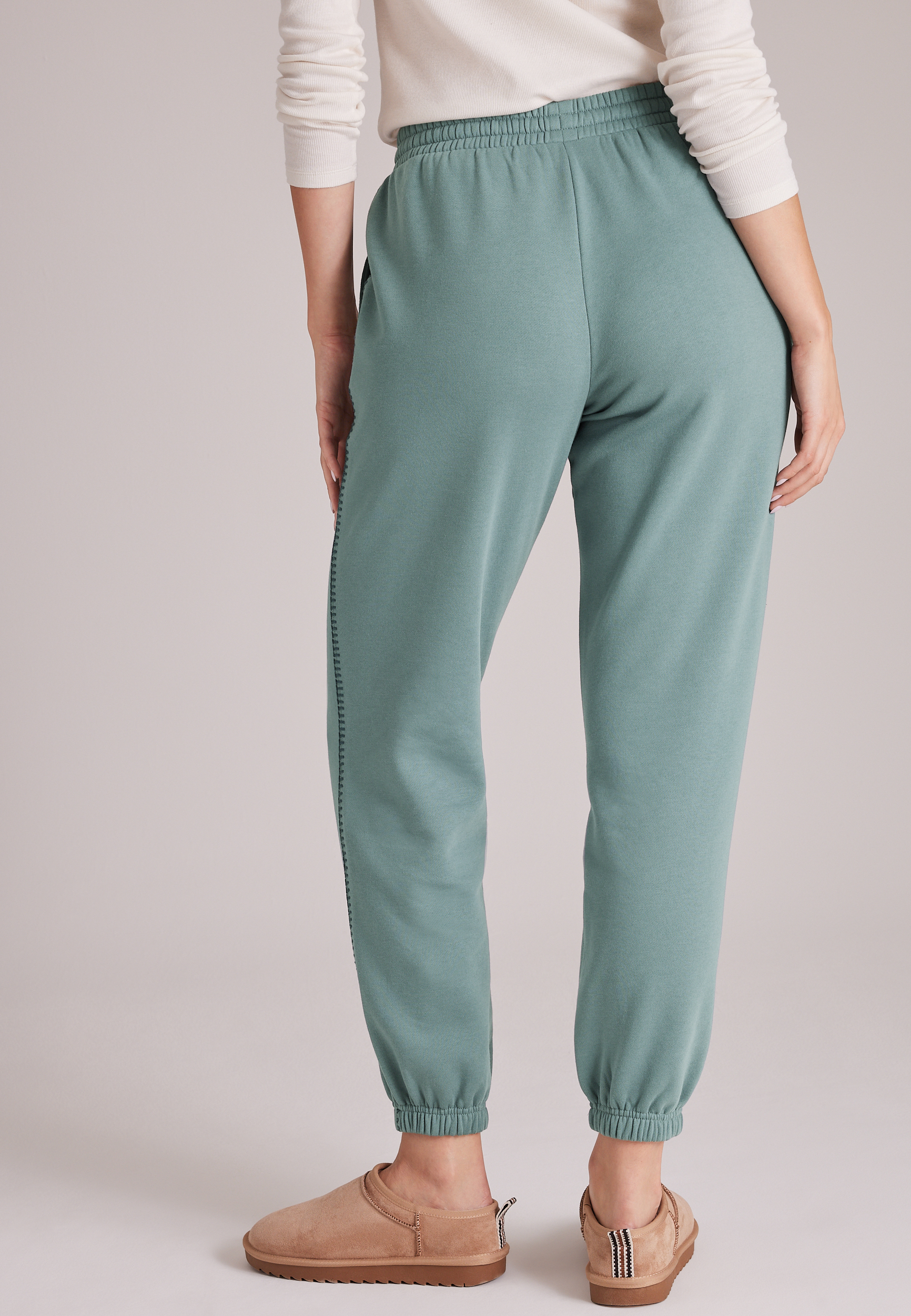 High Rise Whipstitch Jogger Pants, C7076, large
