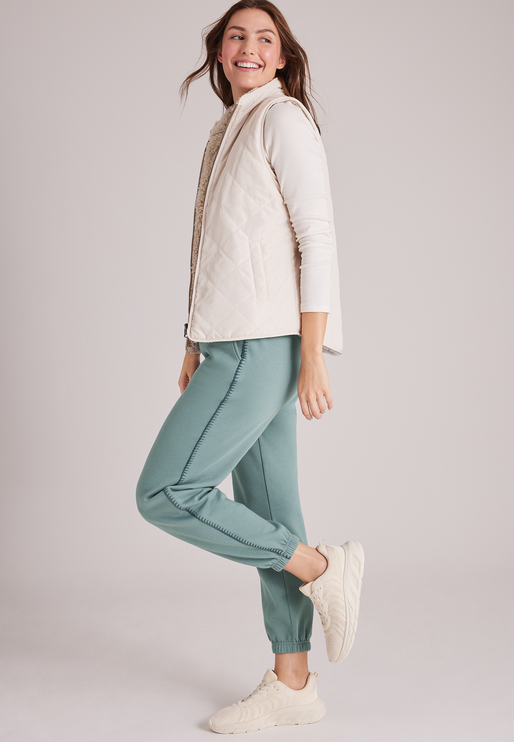 High Rise Whipstitch Jogger Pants, C7076, large