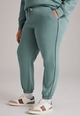 Plus Size High Rise Whipstitch Jogger Pants, C7076, small