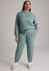 Plus Size High Rise Whipstitch Jogger Pants, C7076, small