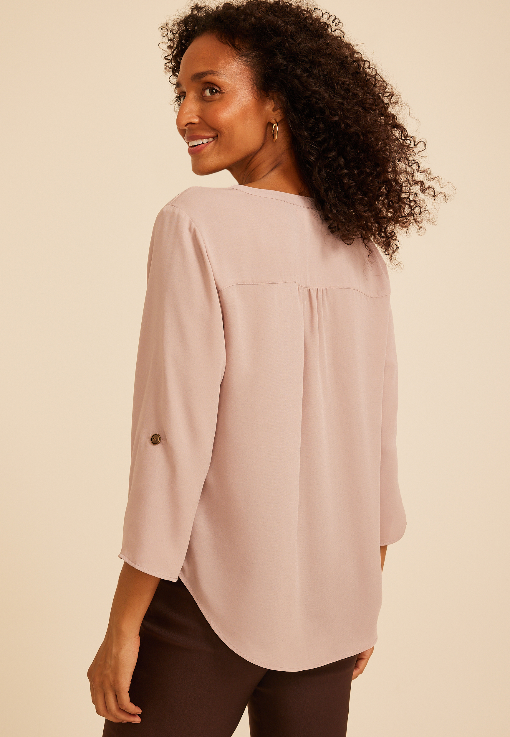 Atwood 3/4 Sleeve Popover Blouse, C5341, large