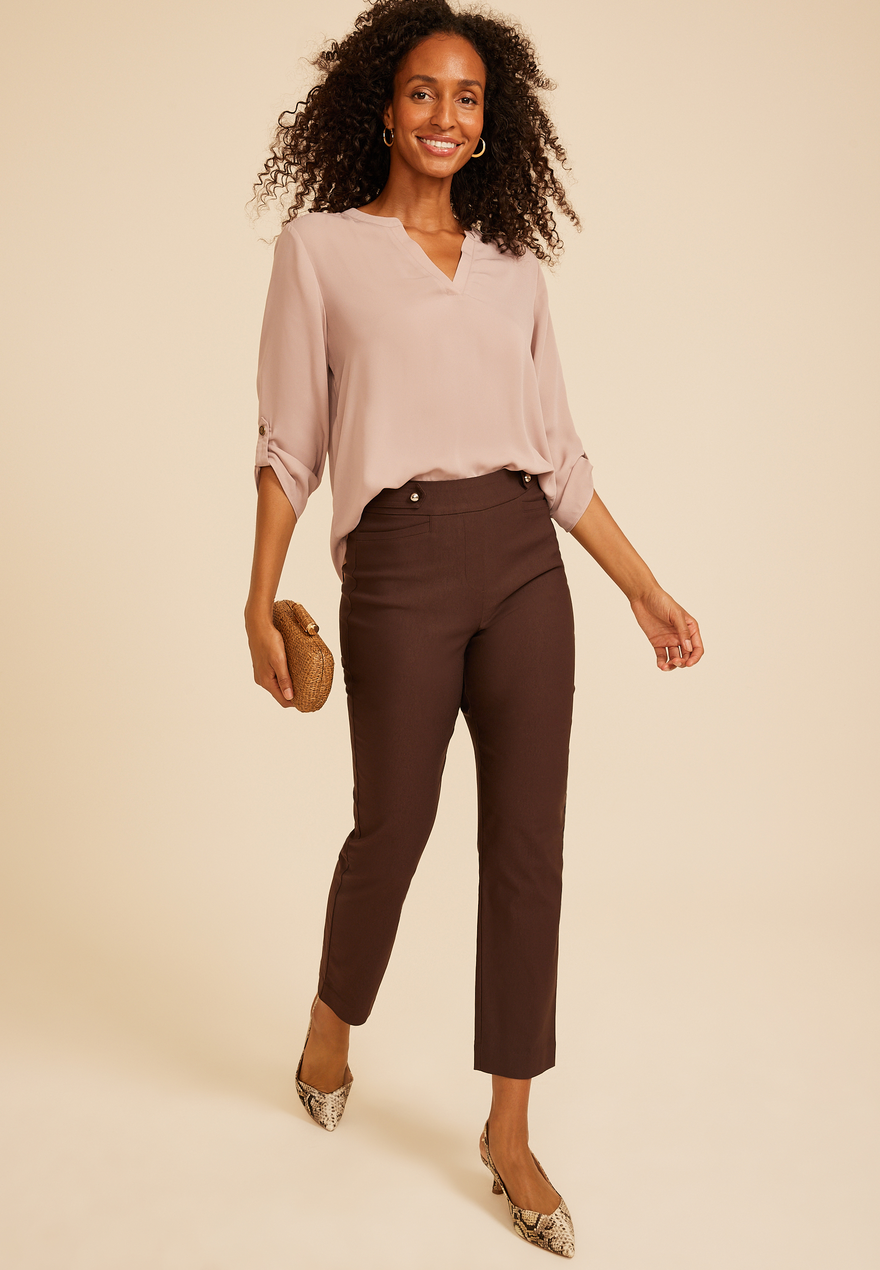Atwood 3/4 Sleeve Popover Blouse, C5341, large