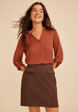 Atwood 3/4 Sleeve Popover Blouse, C8482, small