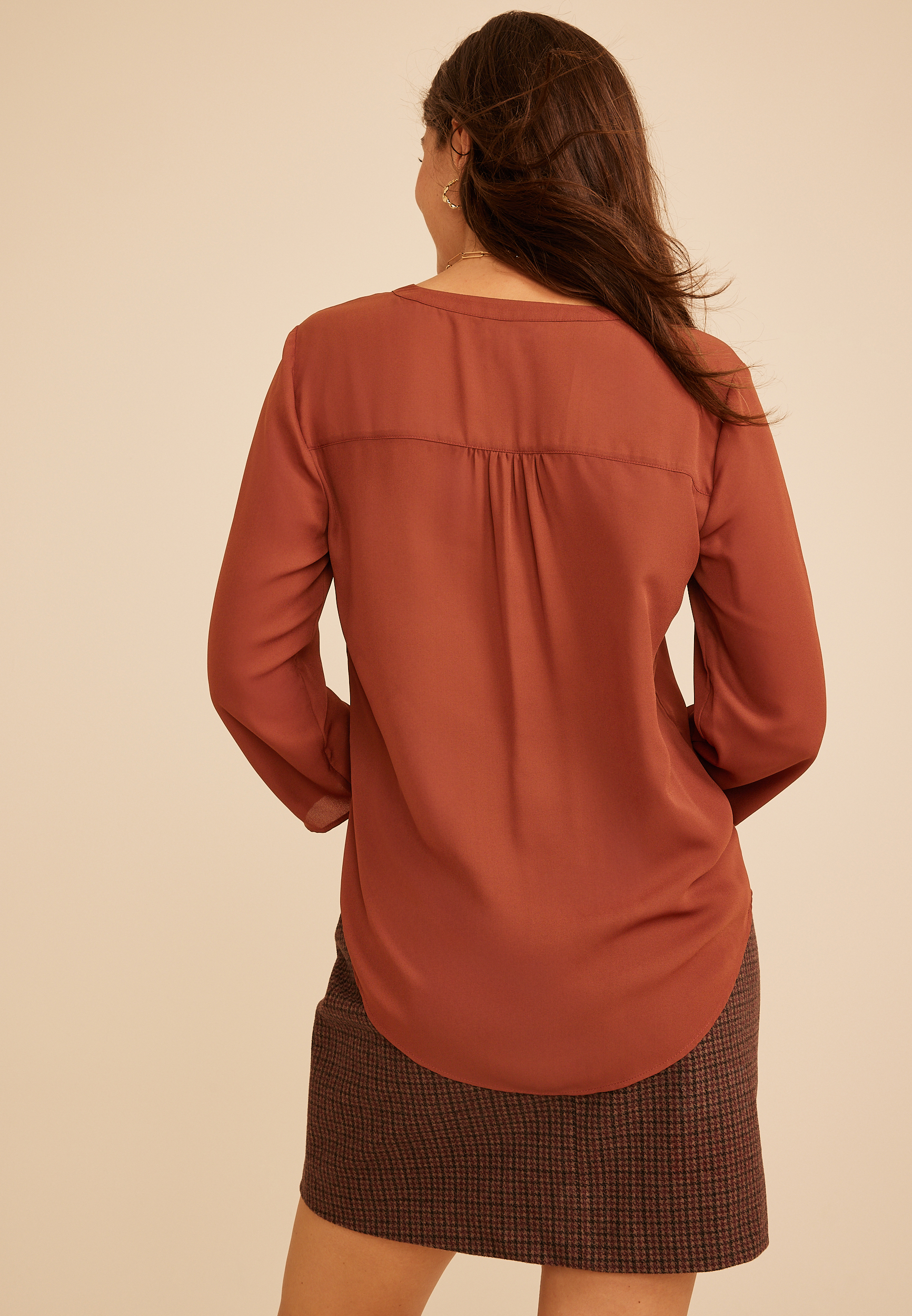 Atwood 3/4 Sleeve Popover Blouse, C8482, large
