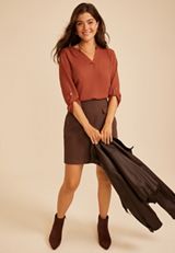 Atwood 3/4 Sleeve Popover Blouse, C8482, small