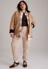 Plus Size High Rise Whipstitch Pocket Trim Joggers, C2445, small