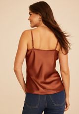 Satin V Neck Cami Tank Top, C8482, small