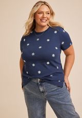 Plus Size 24/7 Dawson Snowflake Crew Neck Tee, C54, small