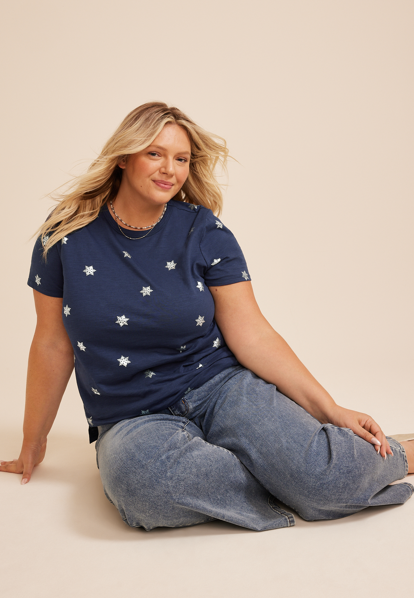Plus Size 24/7 Dawson Snowflake Crew Neck Tee, C54, large