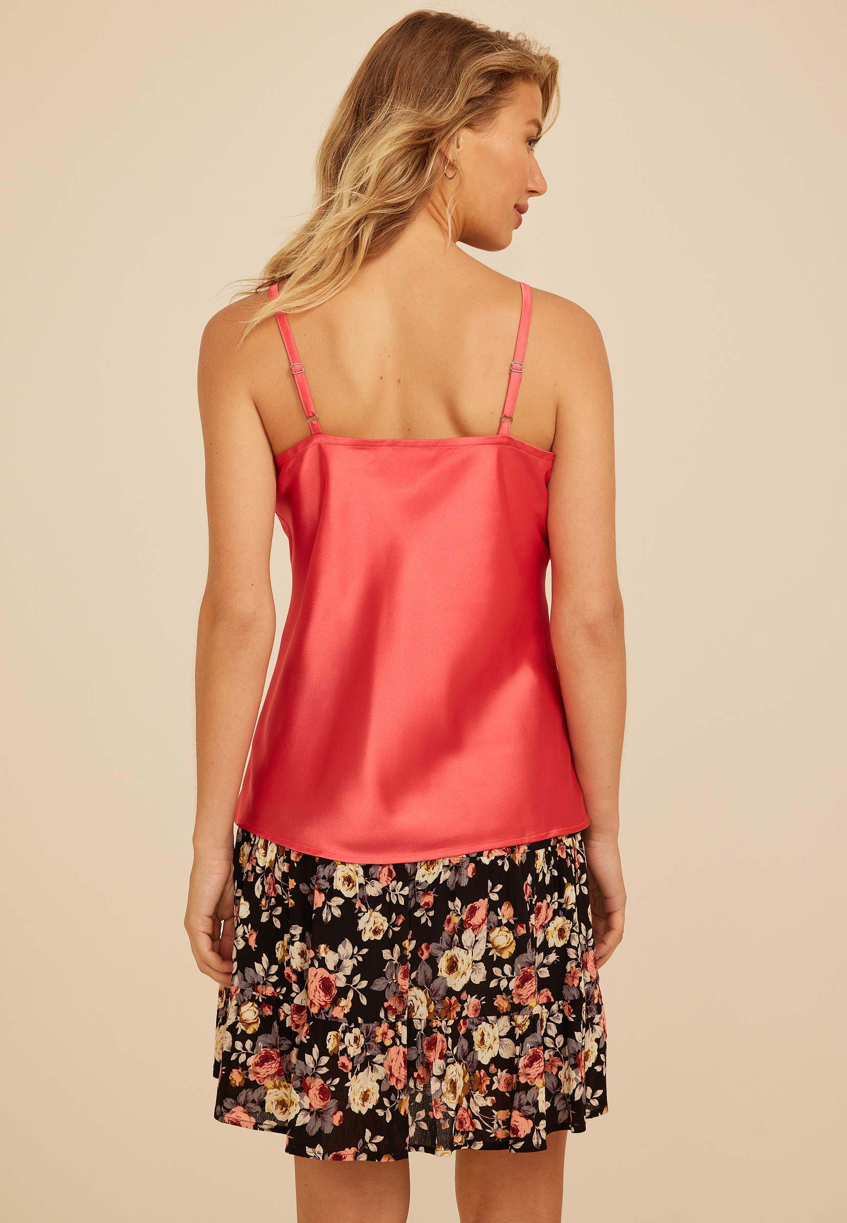 Satin V Neck Cami Tank Top, C2011, large