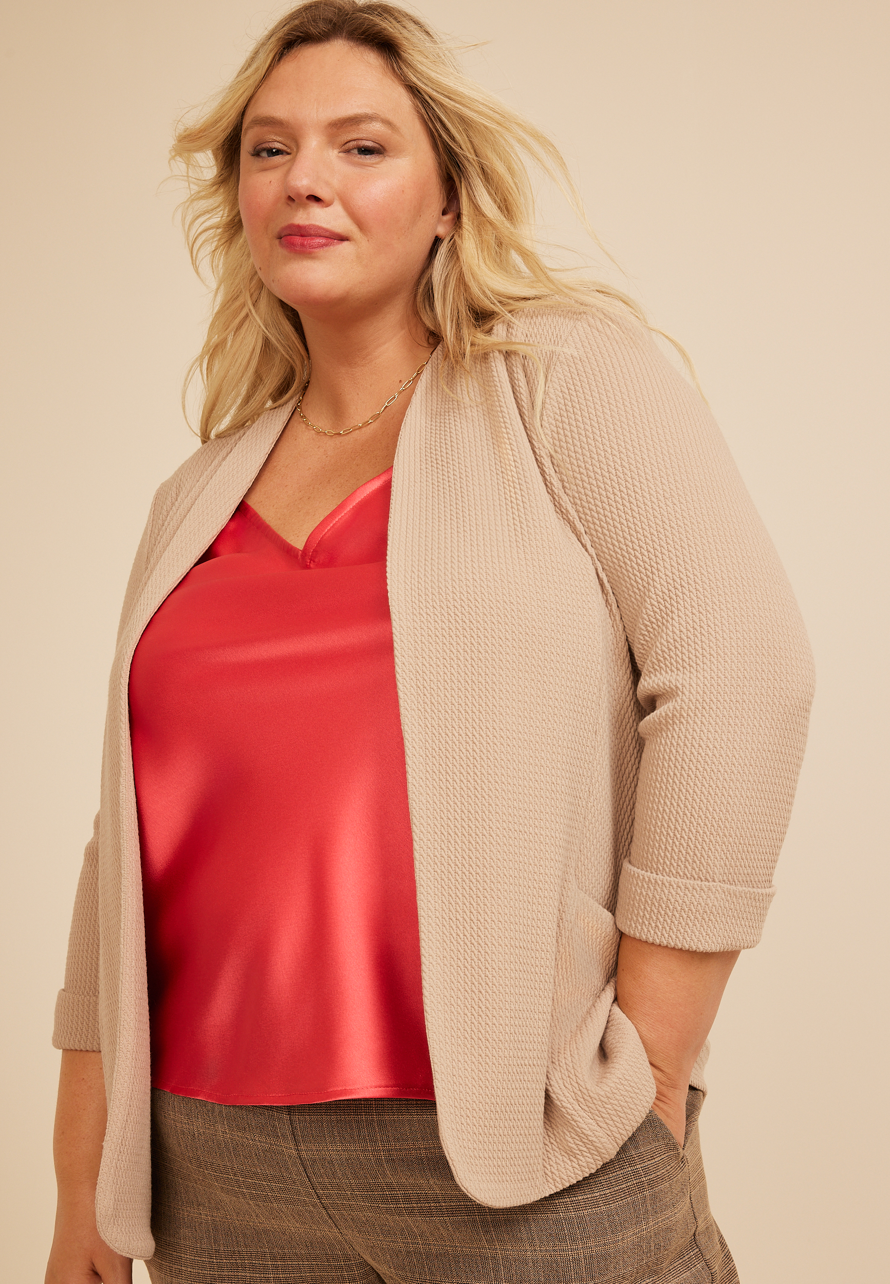 Plus Size Satin V Neck Cami Tank Top, C2011, large