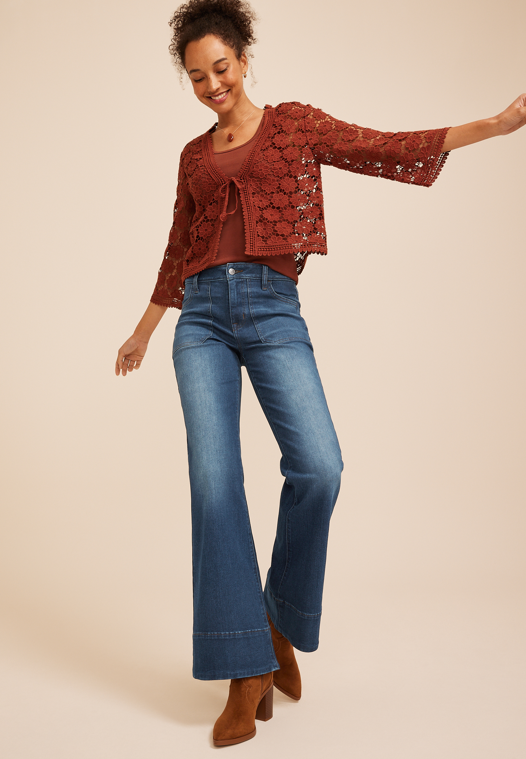 m jeans by maurices™ Cool Comfort High Rise Pork Chop Pocket Relaxed Flare Jeans, C258, large