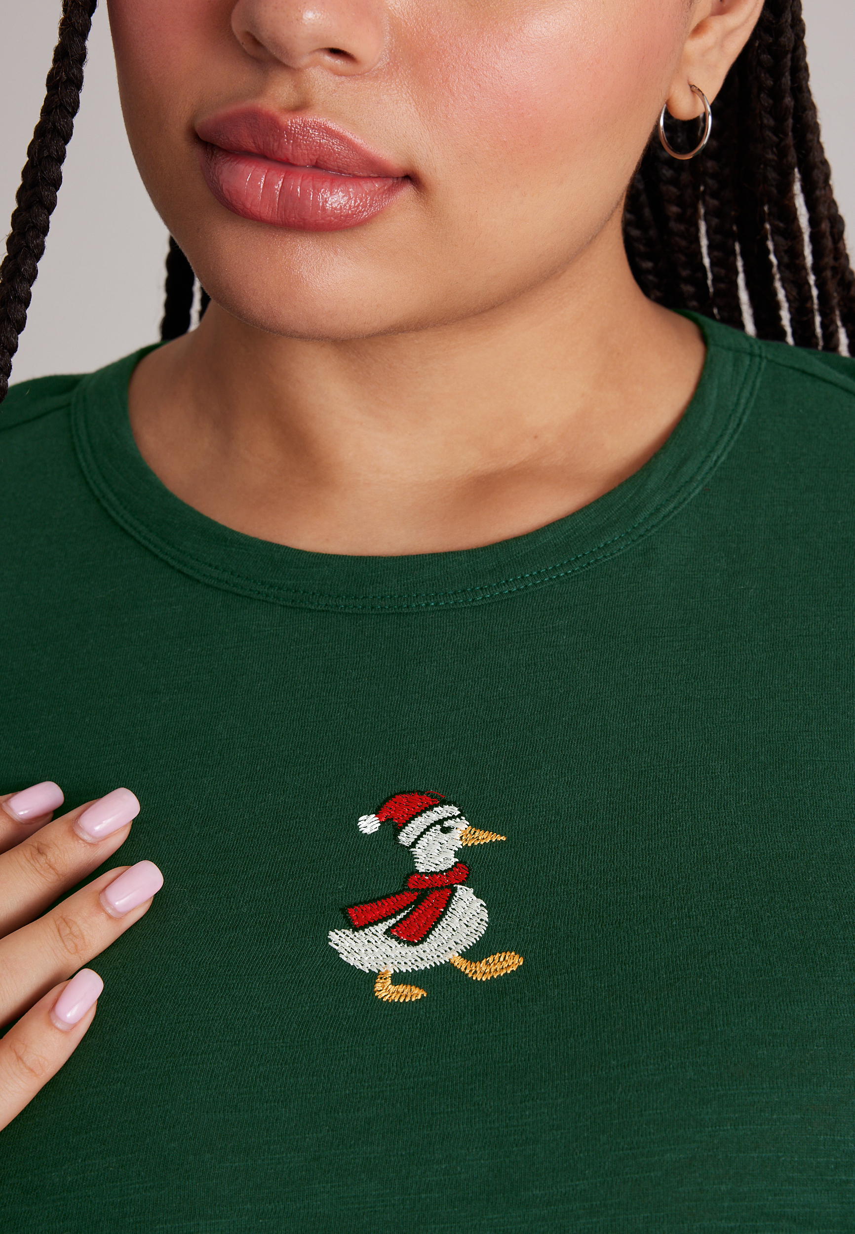 Plus Size Holiday Duck Embroidered Graphic Tee, C7147, large
