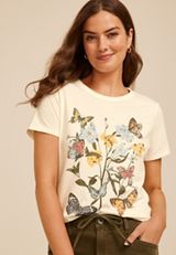 Floral Butterfly Classic Fit Graphic Tee, C2789, small
