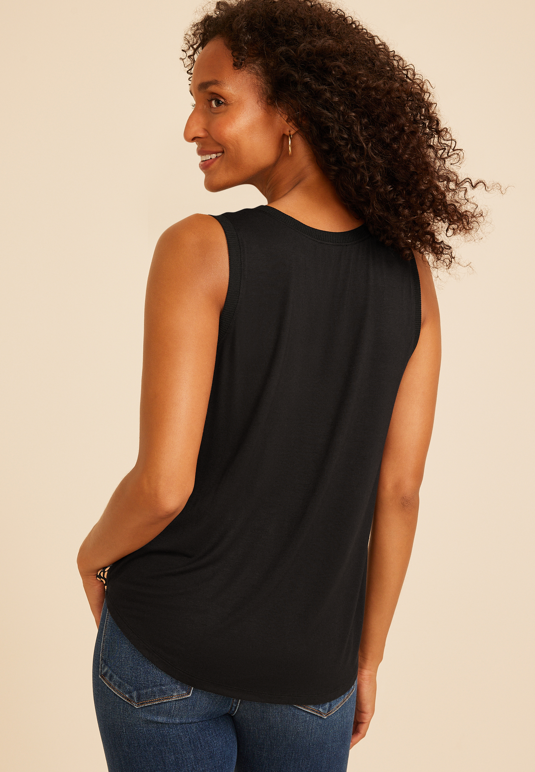 Satin Front Dot Print V Neck Tank Top, C1756, large