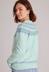 Fair Isle Yoke Button Front Cardigan, C5208, small