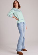 Fair Isle Yoke Button Front Cardigan, C5208, small