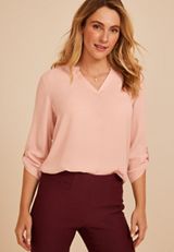 Atwood 3/4 Sleeve Popover Blouse, C5623, small