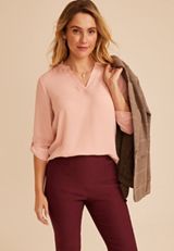 Atwood 3/4 Sleeve Popover Blouse, C5623, small