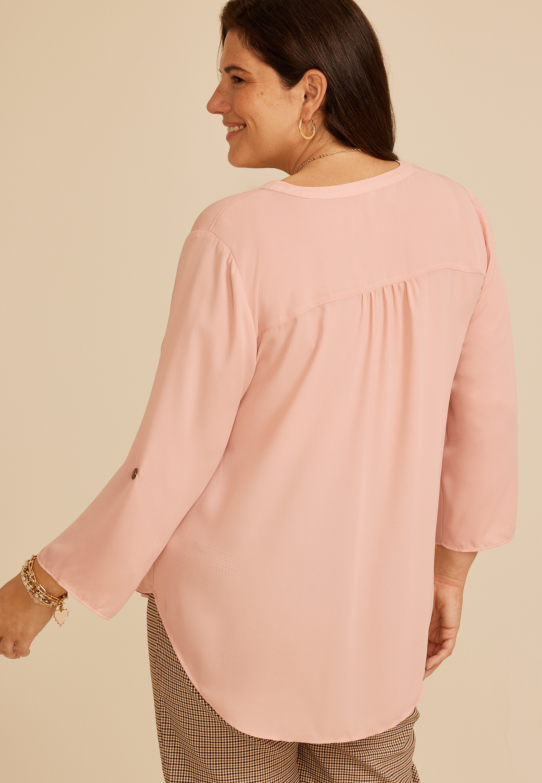 Plus Size Atwood 3/4 Sleeve Popover Blouse, C5623, large